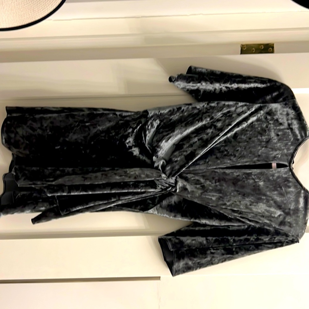 Mini short sleeve crinkle velvet style dress